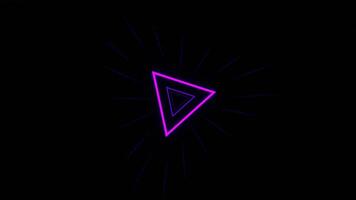 amarelo e roxa estroboscópico luz dentro triangular futurista túnel fundo vj ciclo dentro 4k video