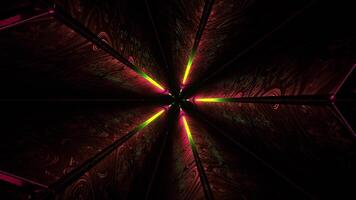 luz verde e Rosa rotativo estrangeiro túnel com Estrela forma fundo vj ciclo dentro 4k video
