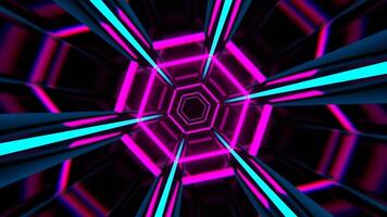 ciano e Rosa néon estroboscópico hexágono caleidoscópio fundo vj ciclo dentro 4k video