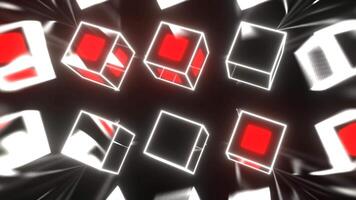 Red and White Strobe Neon Twirling Cubes Background VJ Loop in 4K video