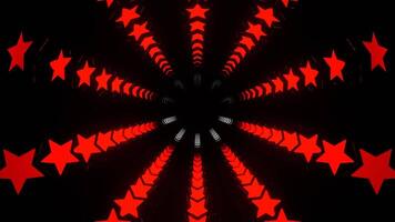 vermelho e branco túnel com piscando néon estrelas fundo vj ciclo dentro 4k video