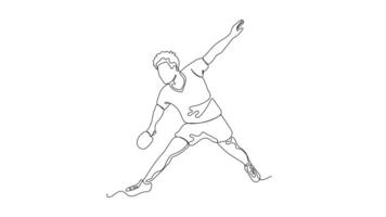 Hand-Drawn One-Line Animation of a Boy Playing Table Tennis, Minimalist Line Art, Continuous Outline Drawing, Concept of Play and Focus video