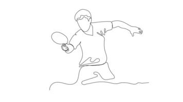 Hand-Drawn One-Line Animation of a Table Tennis Player Hitting the Ball, Minimalist Line Art, Continuous Outline Drawing, Concept of Motion and Precision video