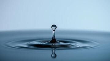 Water drops on a smooth surface with ripples and waves. photo
