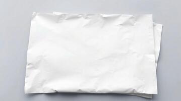 Closeup of a stack of white paper sheets with wrinkles and texture. photo