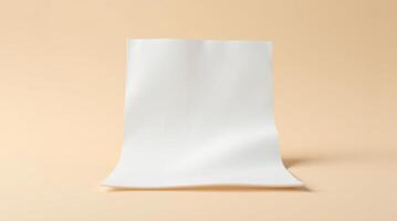 A white sheet of paper isolated against a cream colored background. photo