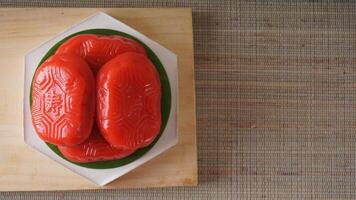 Top view of a plate of Kue Mata Kebo, traditional Indonesian snack which means buffalo eye cake photo