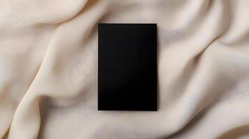 Elegant greeting card mockup on luxurious fabric photo