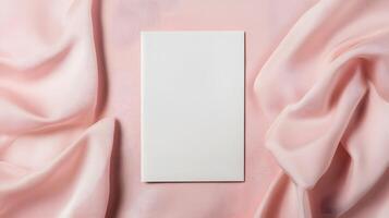 Elegant fabric greeting card mockup with minimalist composition photo