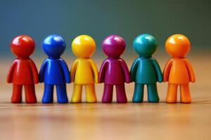 Colorful figures in a row symbolising diversity and unity photo