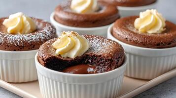 Indulgent Chocolate Fondant Desserts in Ramekins photo