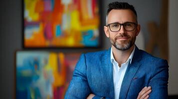 A confident businessman in a smart office setting long title A well dressed professional looking photo