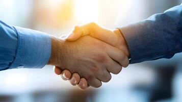 Business partners shaking hands in a professional meeting photo