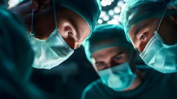 Surgeons performing a critical medical procedure in the operating room photo