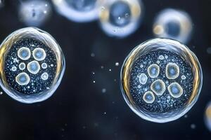 Ovum cells dividing and multiplying during fertilization process photo