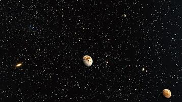 Planets and galaxy floating in the immense starry sky photo