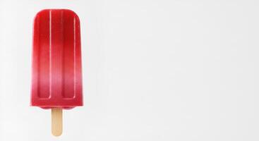 cherry flavored popsicle isolated on white background with shadow. ice popsicle as treat during summertime heats. fruity dessert photo