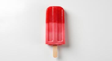 Cherry ice lolly isolated with realistic shadow on white background for frozen snack and summer refreshment visuals photo