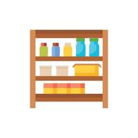 Flat illustration of shelves with jars and boxes vector
