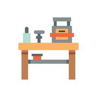Pottery tools on a workbench illustration on White backdrop vector