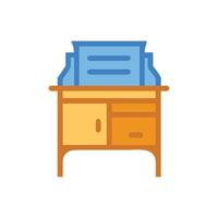 Stylized illustration of a wooden desk with file folders vector