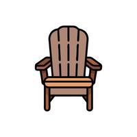 Isolated brown wooden adirondack chair illustration on a White Background vector