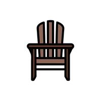 Simple graphic of a brown wooden Adirondack chair vector