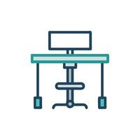 Minimalist Icon of modern computer workstation in flat style vector