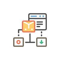 Data flow illustration with server and client communication diagram vector