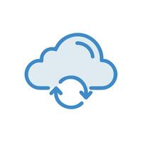 Cloud storage sync icon with refreshing data updates concept vector