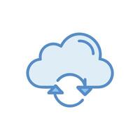 Stylized cloud with circular arrows representing data synchronization vector