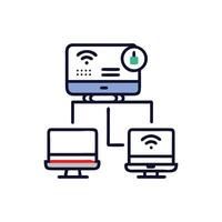 Network connection secured computers with security lock concept vector