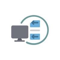 Data transfer illustration between computer and data files icon vector