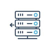 Server stack with arrow indicates data transfer process vector