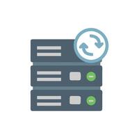 Server stack refreshing data with arrows cycle flat design vector