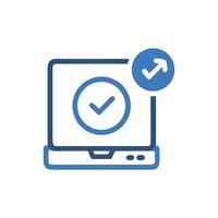 Laptop with checkmark symbolizing success on a White Background vector
