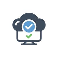 Cloud based service confirmation represented by validation tick symbol vector