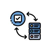 Data processing cycle with database and task completion icon vector