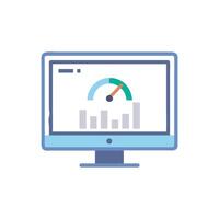 Computer screen displaying business performance data and dashboard vector