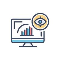 Visual data analytics on a screen with eye icon vector