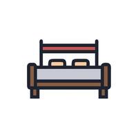 Double bed icon with pillows, simple design on White vector