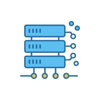 Data server representation with connection and nodes visualization, flat vector