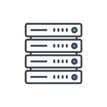 blanco servidores en blanco fondo, datos almacenamiento y red concepto vector