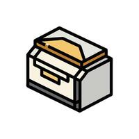 Isolated isometric chest icon with clean line art style vector