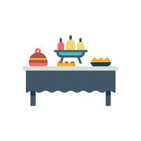 Flat design illustration of a catered buffet table vector