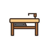 Flat woodworking workbench against White Background studio shot vector