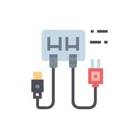 Illustration of multiport adapter with power and data connectivity vector