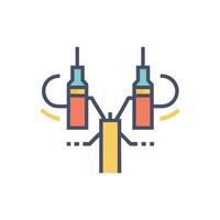 Minimalist symmetrical graphic of two fluid containers linked together vector