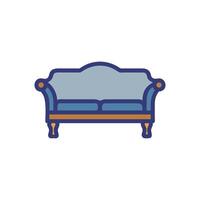Stylized blue couch illustration on White Background in flat style vector