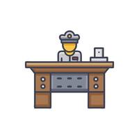 Illustration of a security guard at a reception desk vector
